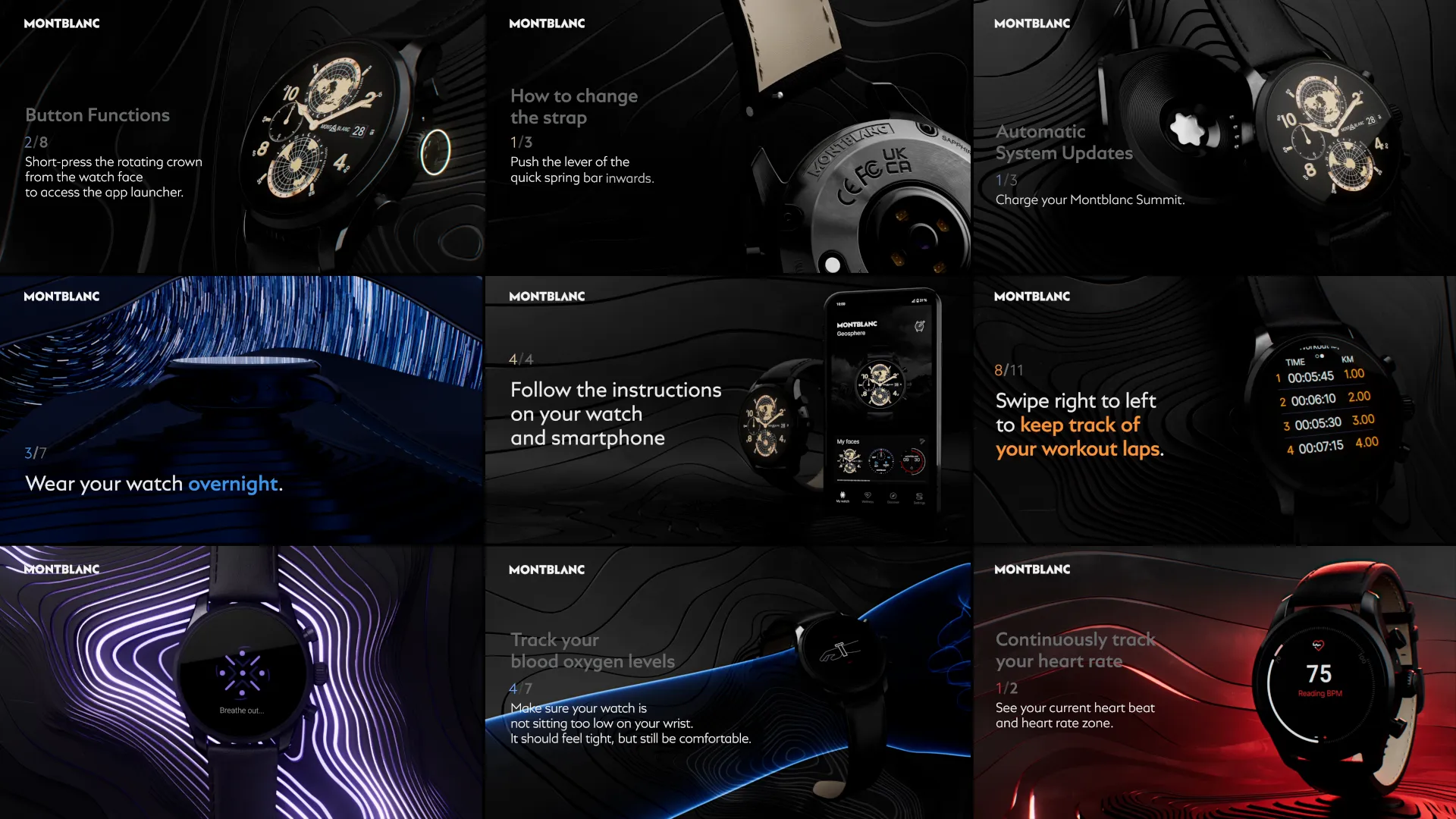 Example of the different layouts we designed and animated for the Summit tutorials